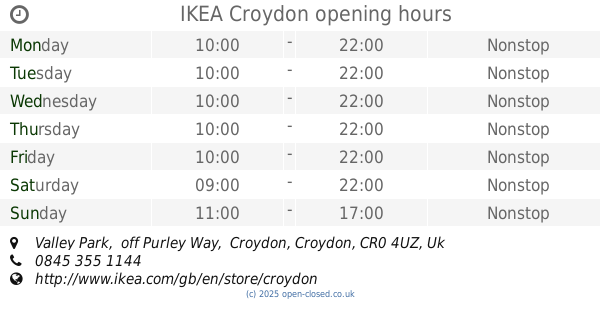 Ikea Valley Park Croydon Opening Hours