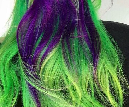 Green Blue and Purple Hair
