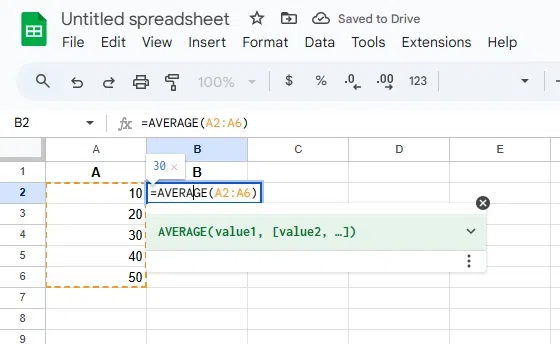 How to Find Average in Google Sheets
