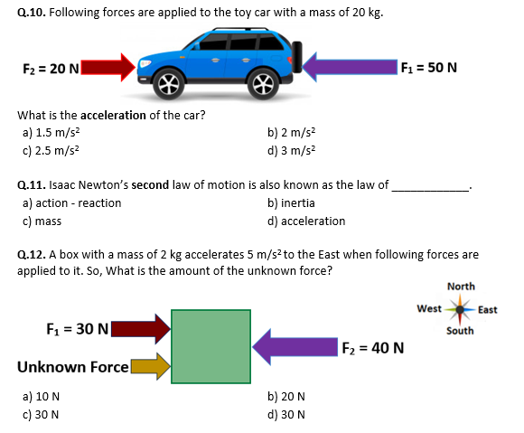Newton's Second Law of Motion Practice Problems