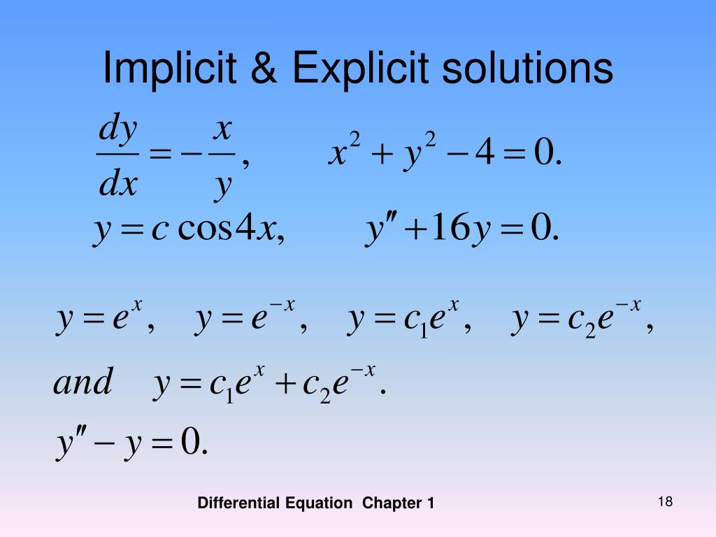 Implicit vs Explicit Solutions Differential Equations