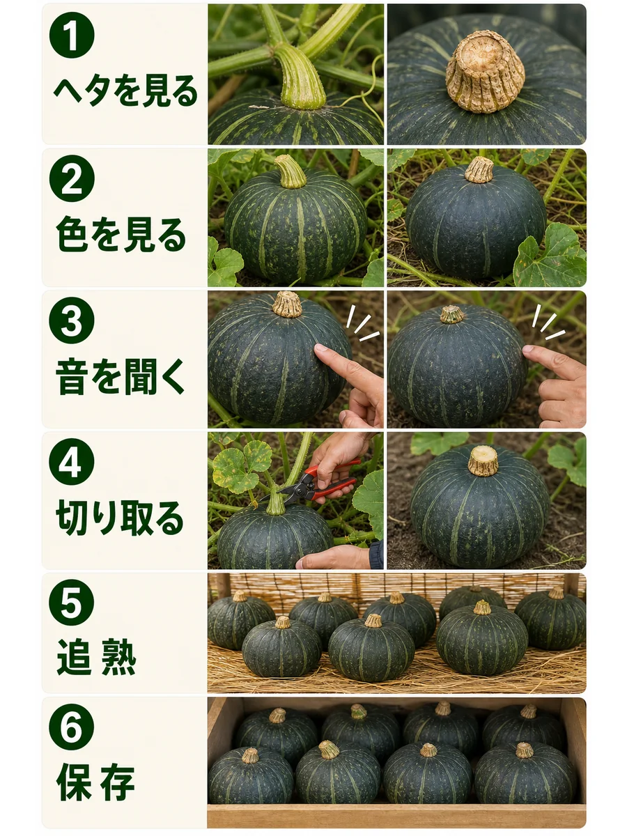 かぼちゃの収穫目安と完熟サイン！水っぽさを防ぐ追熟と日数【2026】