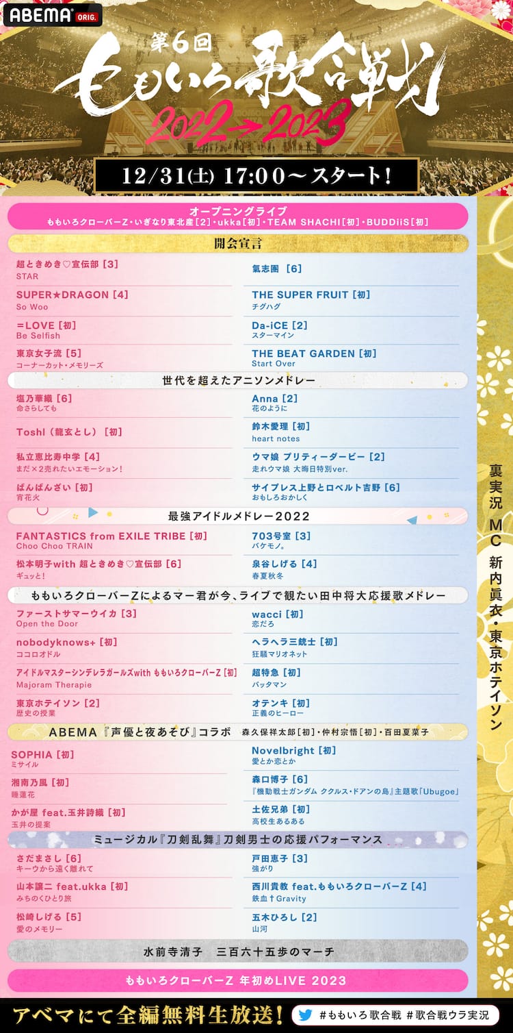 ももクロ歌合戦タイムテーブル完全解説！出演順と勝敗の全貌
