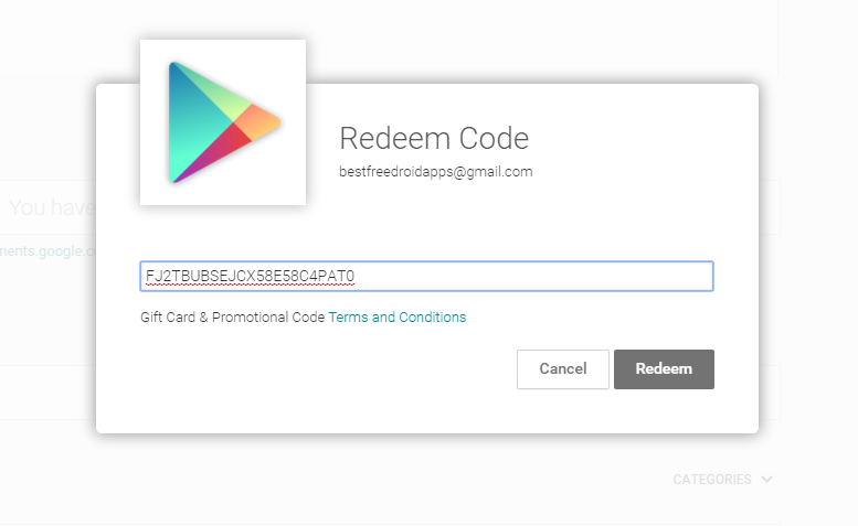Free Redeem Codes for Google Play