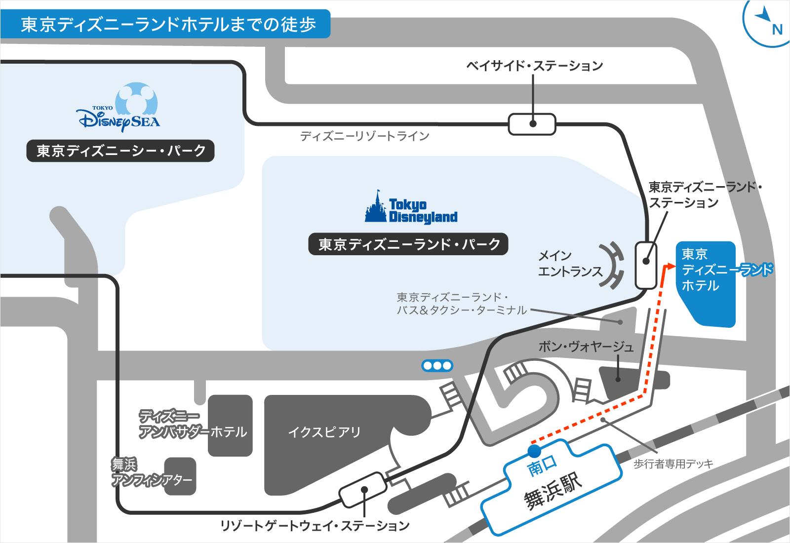 舞浜駅からディズニーランドへ最短で行く方法！徒歩とリゾラ徹底比較